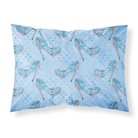 Carolines Treasures Carolines Treasures BB7554PILLOWCASE Watercolor Cinderella Shoe in Blue Fabric Standard Pillowcase BB7554PILLOWCASE